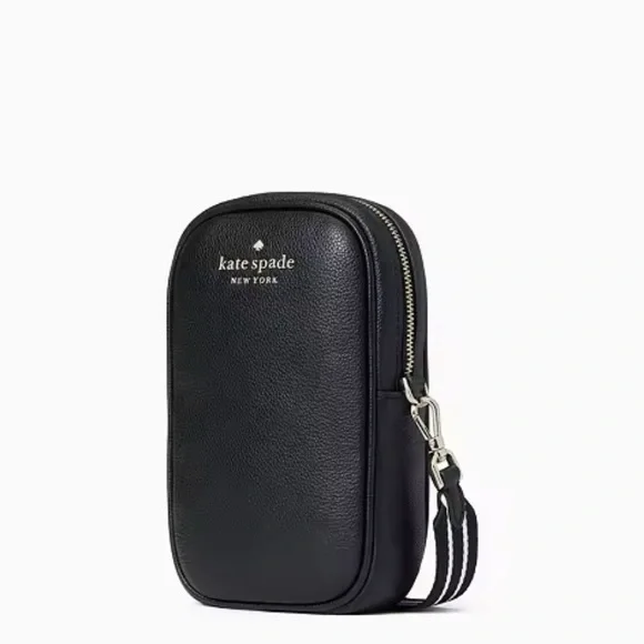 NWT KATE SPADE N/S ROSIE PHONE CROSSBODY SOLID BLACK GOLD HARDWARE NORTH SOUTH - Picture 3 of 6